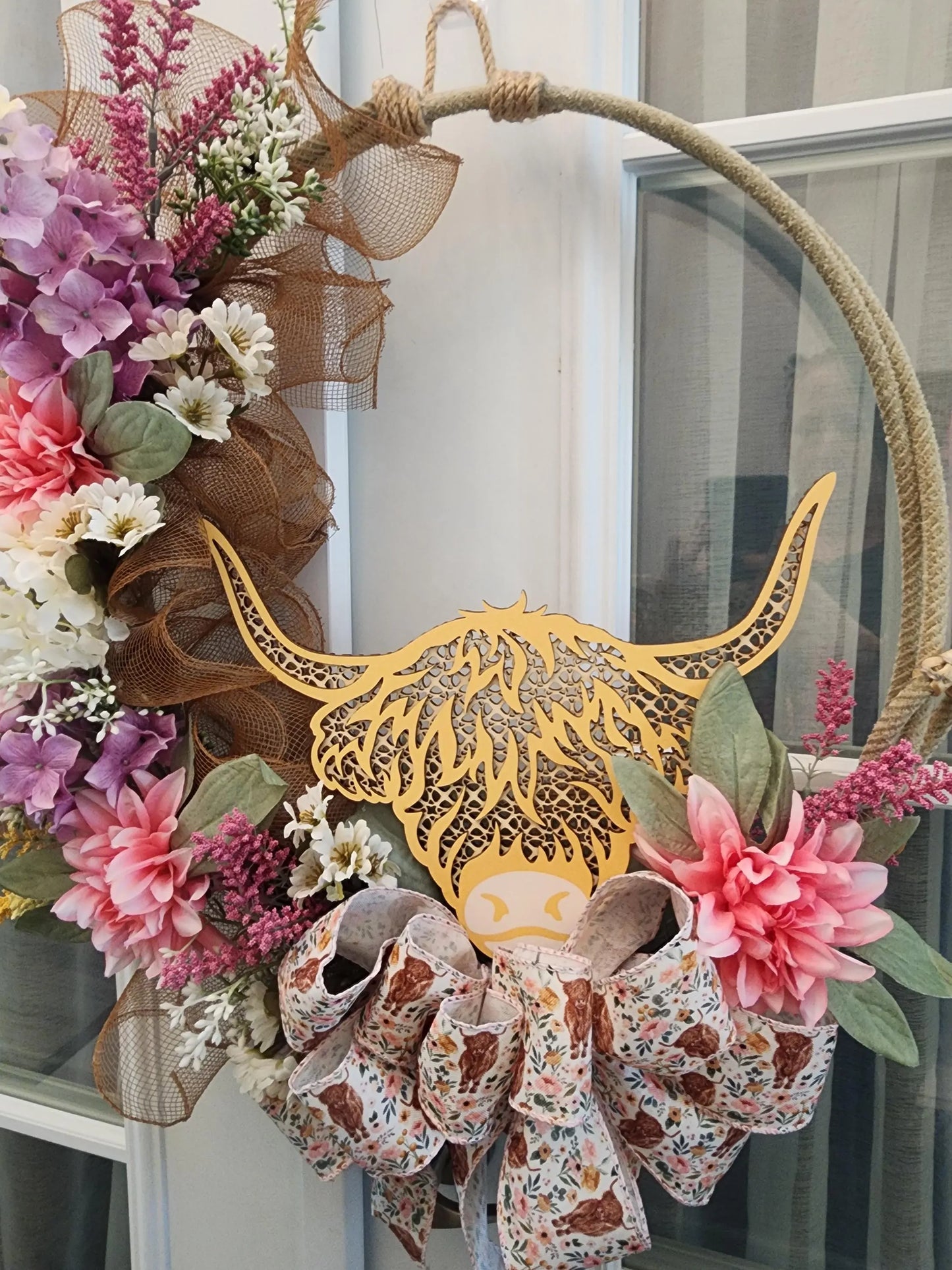 Country Cow Lasso Rope Wreath