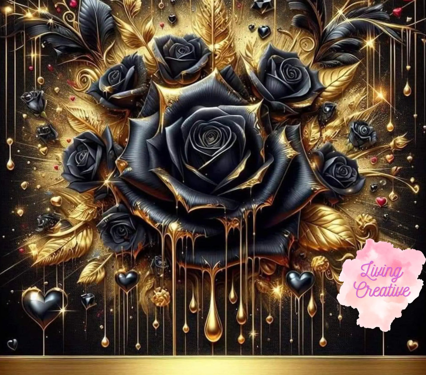 Black and Gold Rose *20oz Tumbler Digital Image*