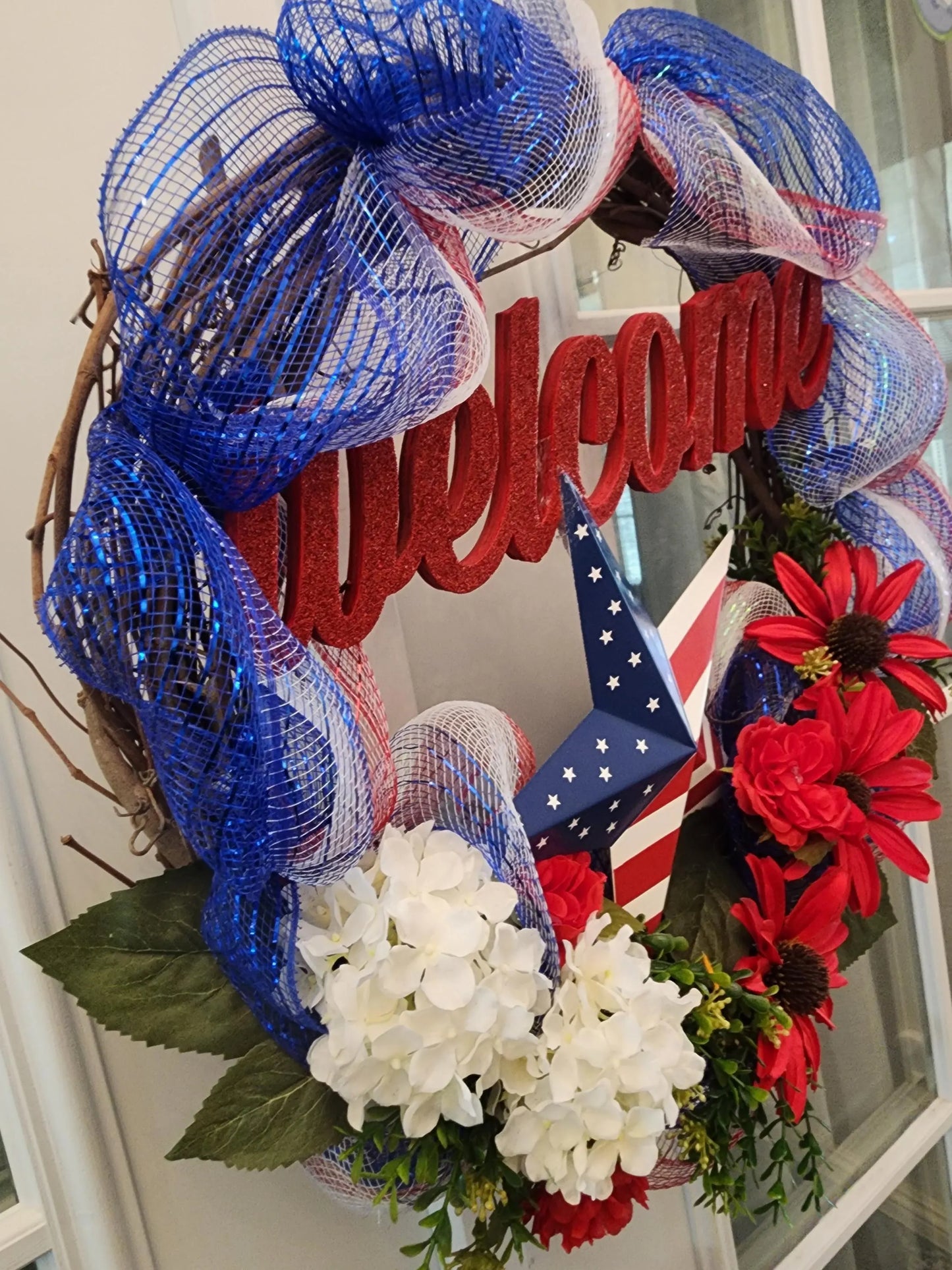 4th of July Welcome 18" Grapevine Wreath