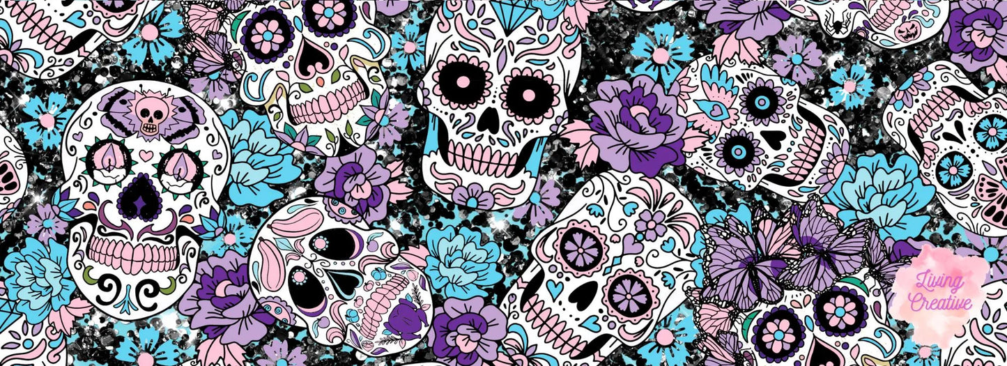 Floral Skulls *10oz LowBall Tumbler* Digital Image