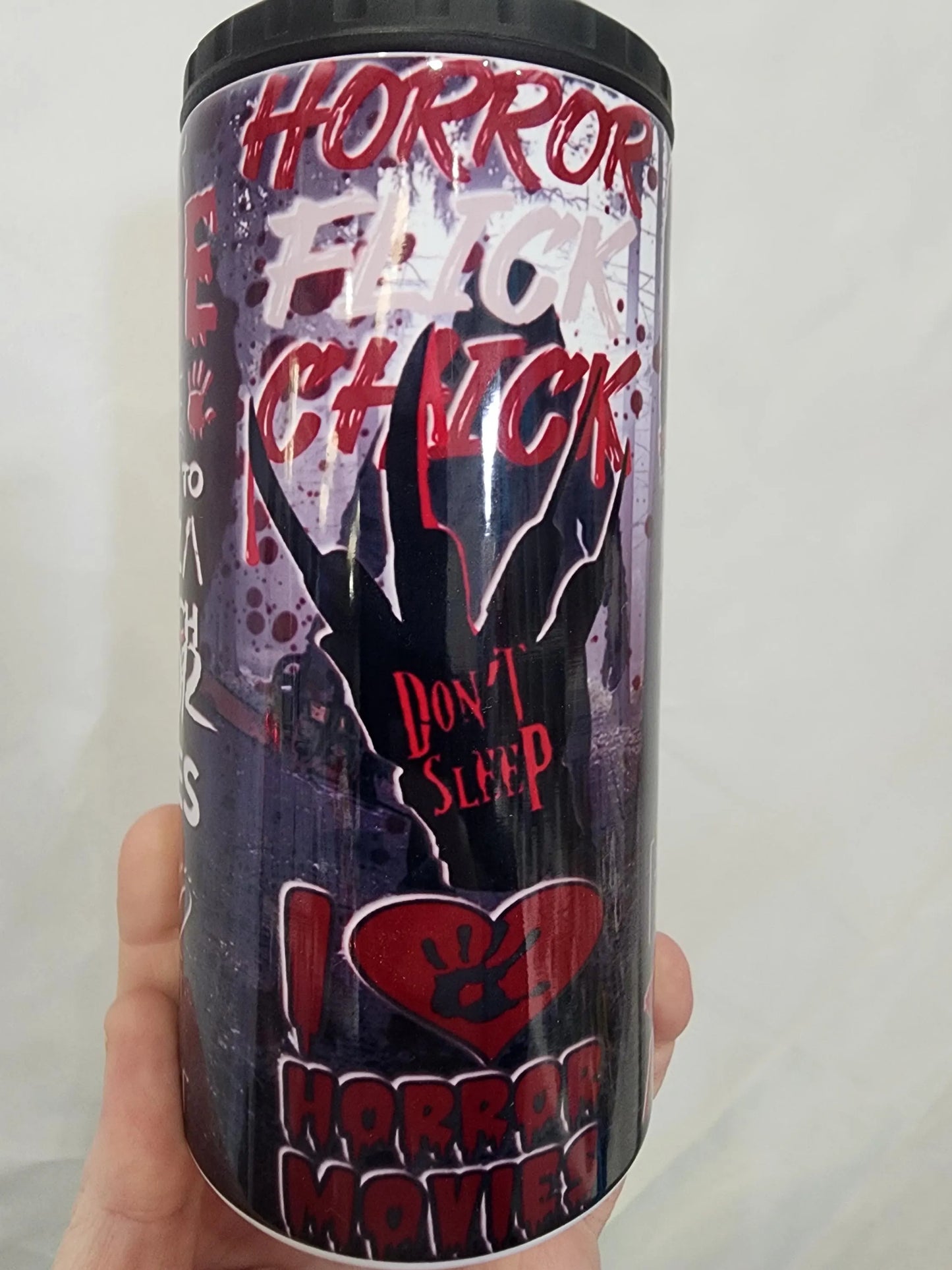 Horror Movie Addict 4in1 Can Cooler Tumbler